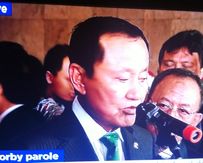 Indonesian Justice Minister Amir Syamsuddin announcing Corby is one of the prisoners who have been granted parole, live on ABC television.